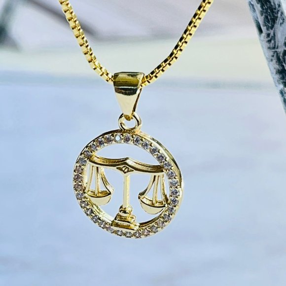 Gold Plated LIBRA Sing Zodiac Horoscope‎ Pendant Necklace - Picture 6 of 6